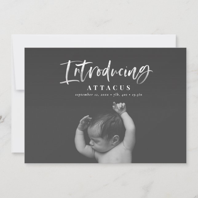 Faire-part de naissance de texte du script d'aquar (Devant)