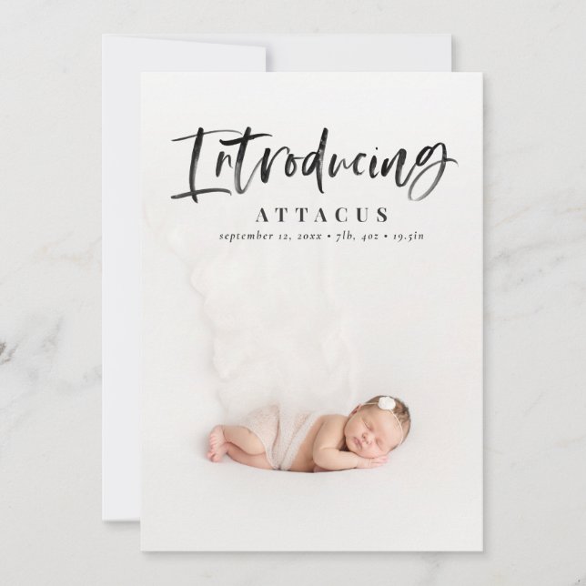 Faire-part de naissance de texte du script d'aquar (Devant)