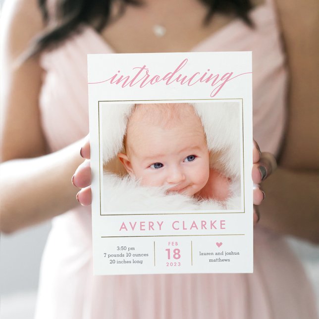Faire-part de naissance d'élégance couleur pure mo (Créateur téléchargé)