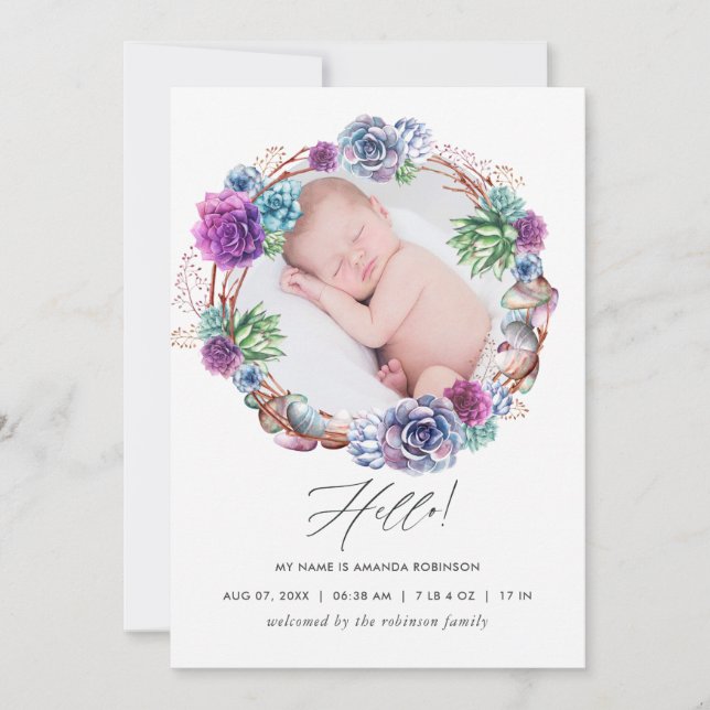 Faire-part de naissance des succulents du désert (Devant)
