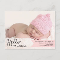 Faire-part de naissance d'introduction chic - rose