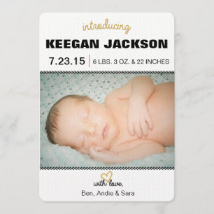 Faire-part de naissance d'or de parties