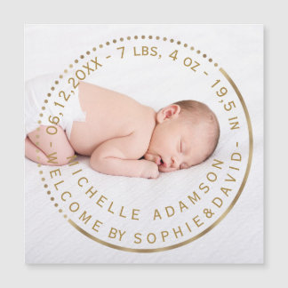 Faire-part de naissance d'or photo bébé