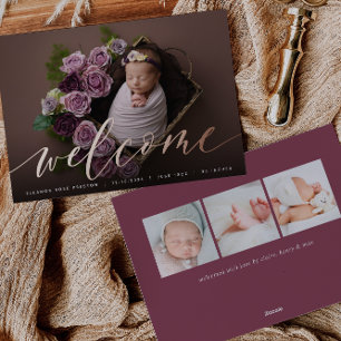 Faire-part de naissance Écriture en feuille d'or
