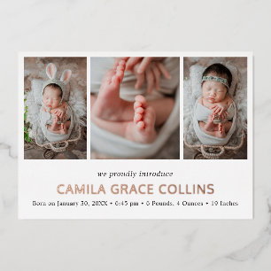 Faire-part de naissance élégant avec collage de ph