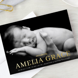 Faire-part de naissance élégant avec photo à l'enc