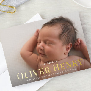 Faire-part de naissance élégant avec photo complèt