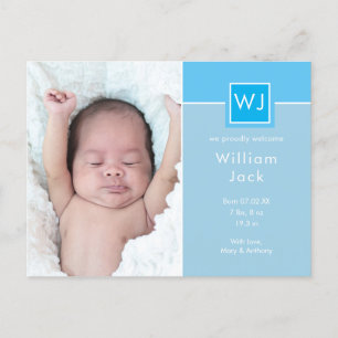 Faire-part de naissance élégant et chic avec monog