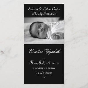 Faire-part de naissance élégant noir et blanc pour