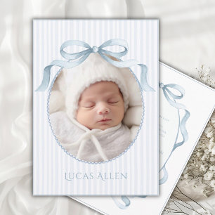 Faire-part de naissance élégant vintage bleu pour 
