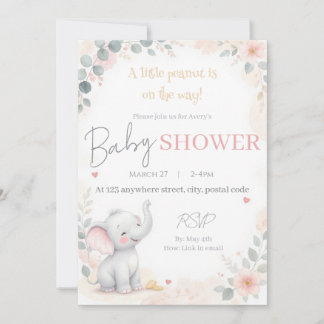 Faire-part de naissance éléphant aquarelle