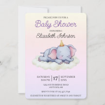 Faire-part de naissance éléphant mignon endormi