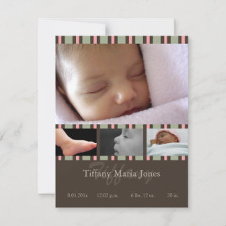 Faire-part de naissance en bande rose