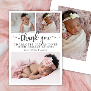 Faire-part de naissance fille au script moderne -