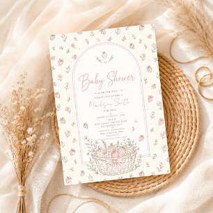 Faire-part de naissance Fille Bébé Fraise Fleur Ro