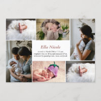 Faire-part de naissance fille garçon multi-photo