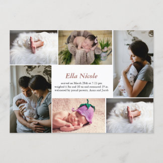 Faire-part de naissance fille garçon multi-photo