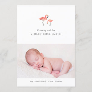 Faire-part de naissance Flamant rose