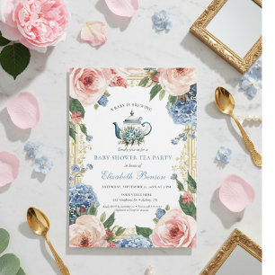 Faire-Part de Naissance Fleurs Bleues "Un Bébé Est