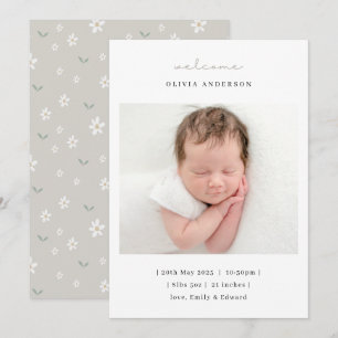 Faire-part de naissance Fleurs Neutres