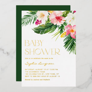 Faire-Part de Naissance Fleurs Tropicales Aquarell