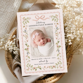 Faire-part de naissance floral aquarelle