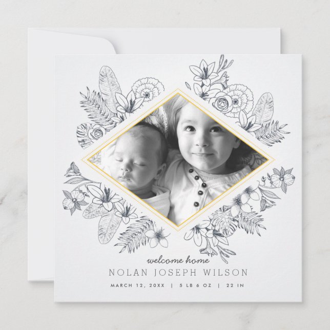 Faire-part de naissance florale de Mod (Devant)