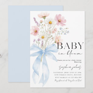 Faire-part de naissance garçon bébé à ruban bleu B