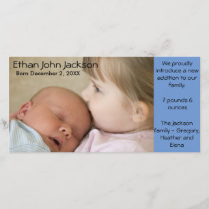 Faire-part de naissance garçon carte photo bleu si