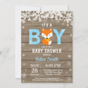 Faire-part de naissance garçon Rustic Fox Winter