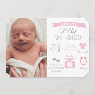 Faire-part de naissance infographique - Fille