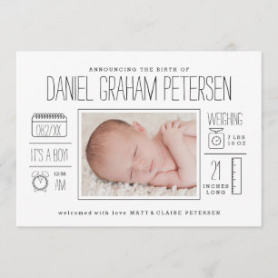 Faire-part de naissance infographique pour bébé ga