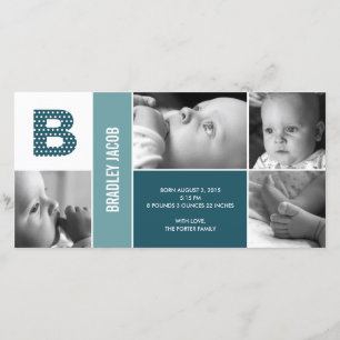 Faire-part de naissance initiale pois pour bébé