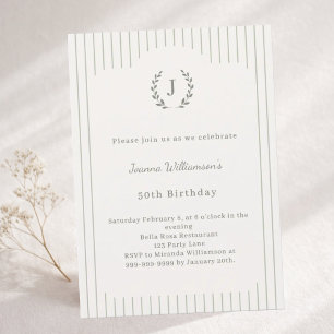 Faire-part de naissance Ivory Sage avec Monogramme