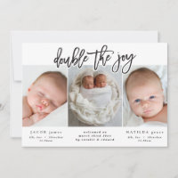 Faire-part de naissance jumeau multiphoto