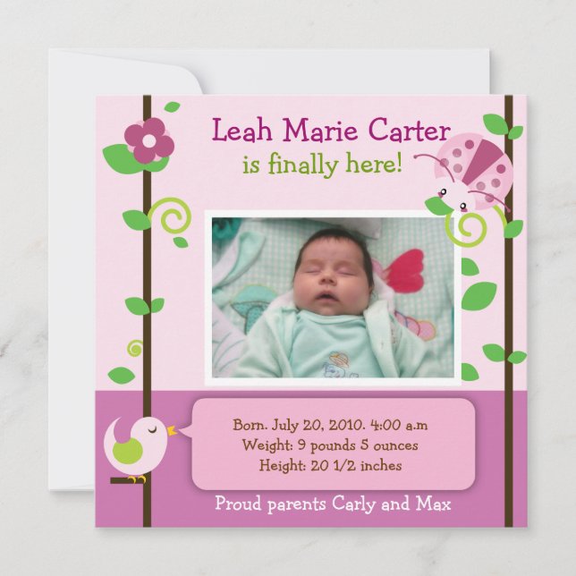 Faire-part de naissance Ladybug (Devant)