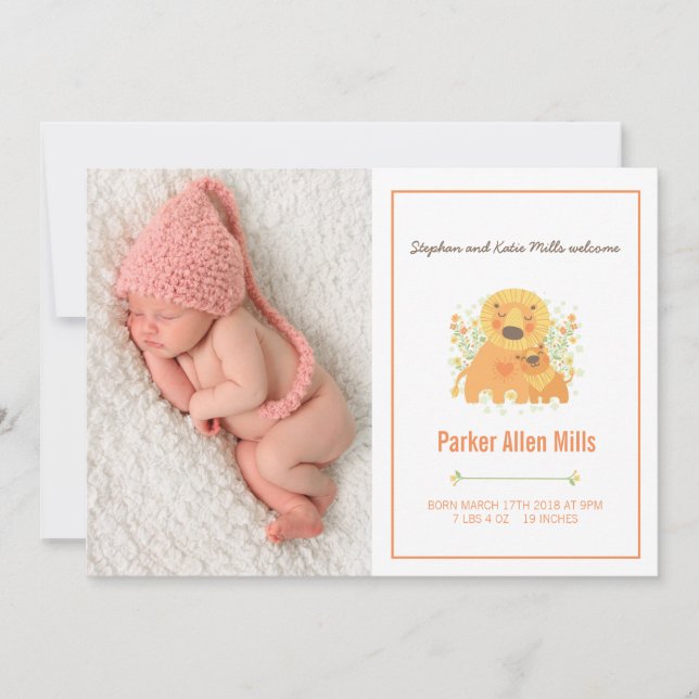 Faire-part de naissance Lion Cub (Devant)
