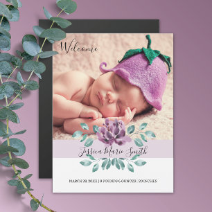 Faire-part de naissance magnétique pour bébé Fleur