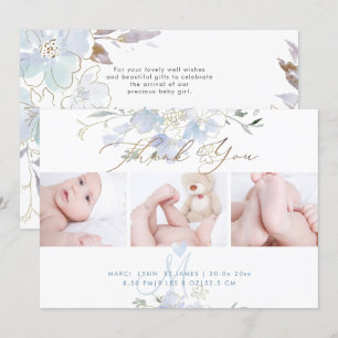 Faire-part de naissance+Merci de douche Bleu Pois 