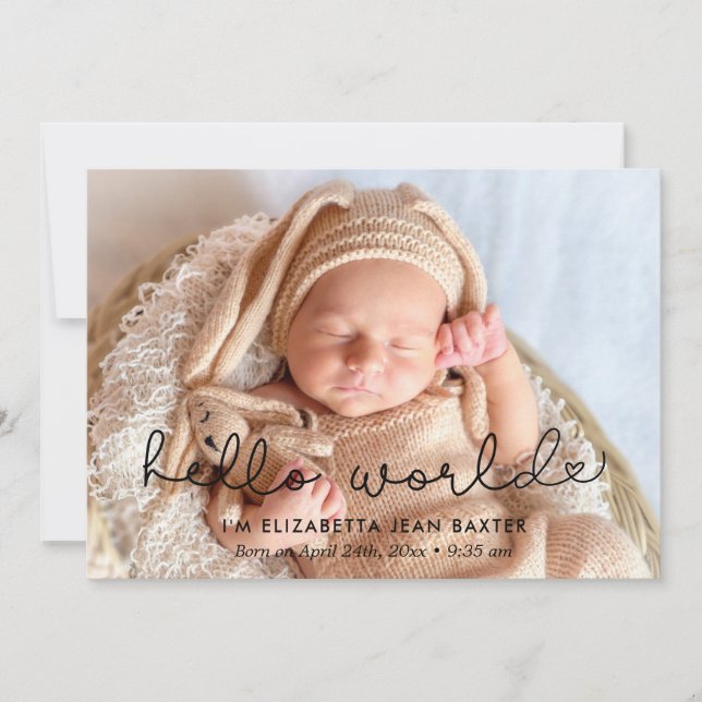 Faire-part de naissance mignon carte photo - Bonjo (Devant)