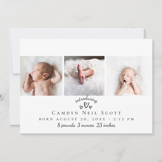 Faire-part de naissance mignon de bande de photo (Devant)