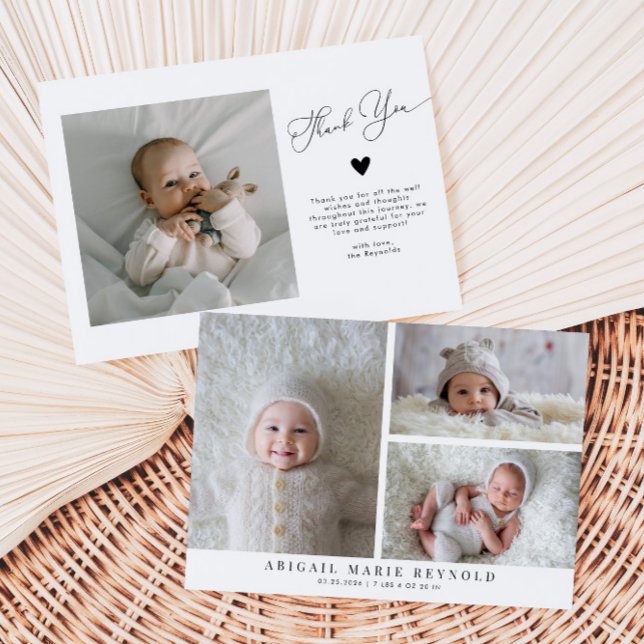 Faire-part de naissance minimaliste multiphoto (Créateur téléchargé)