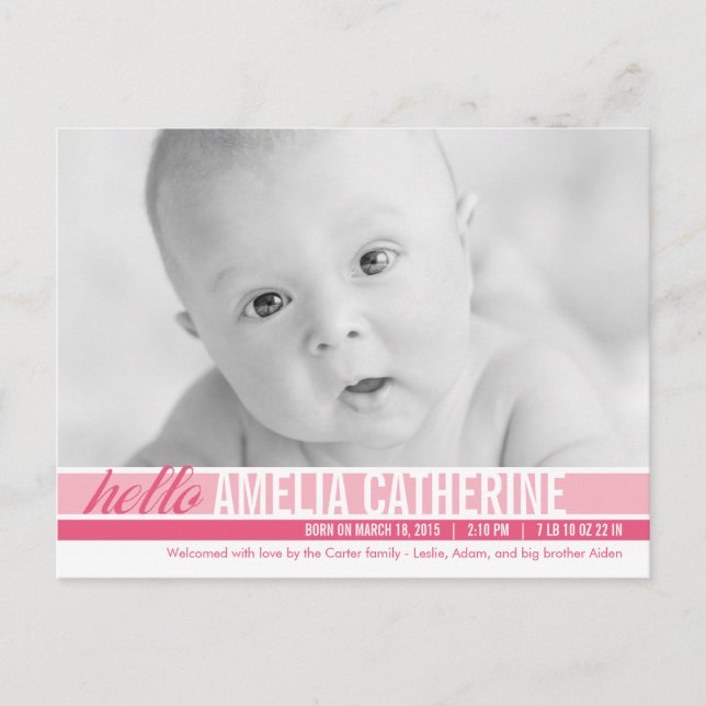 Faire-part de naissance Modern Tones - Rose (Devant)