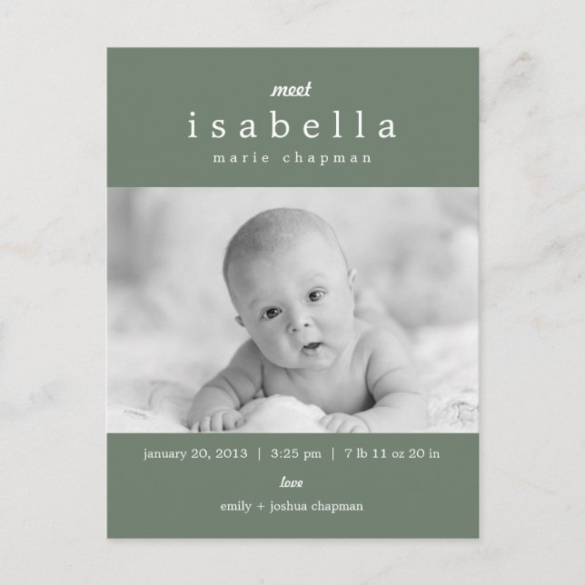 FAIRE-PART DE NAISSANCE MODERNE (Devant)