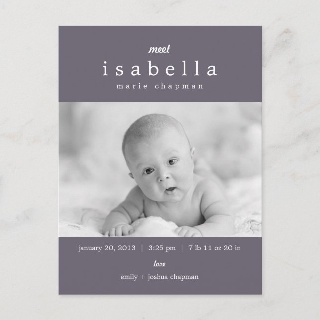 FAIRE-PART DE NAISSANCE MODERNE (Devant)