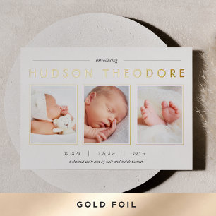 Faire-part de naissance moderne à huile trio
