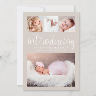 Faire-Part de Naissance Moderne Collage Photo Beig