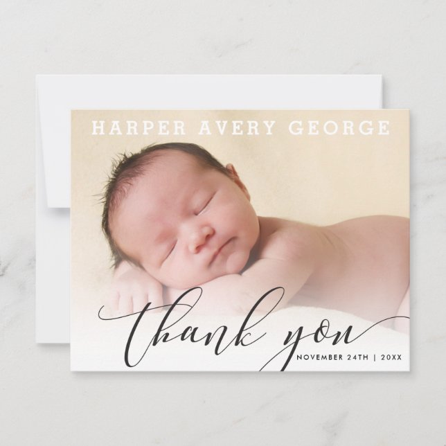 FAIRE-PART DE NAISSANCE moderne de luxe callligrap (Devant)