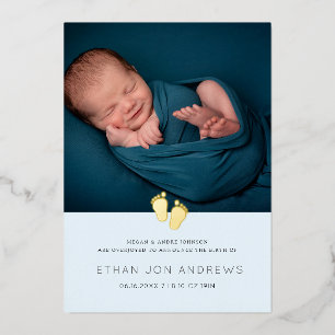 Faire-part de naissance Moderne empreinte de pied
