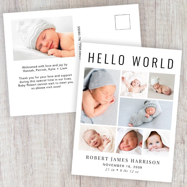 Faire-Part de Naissance Moderne Photo Collage Hell (Créateur téléchargé)